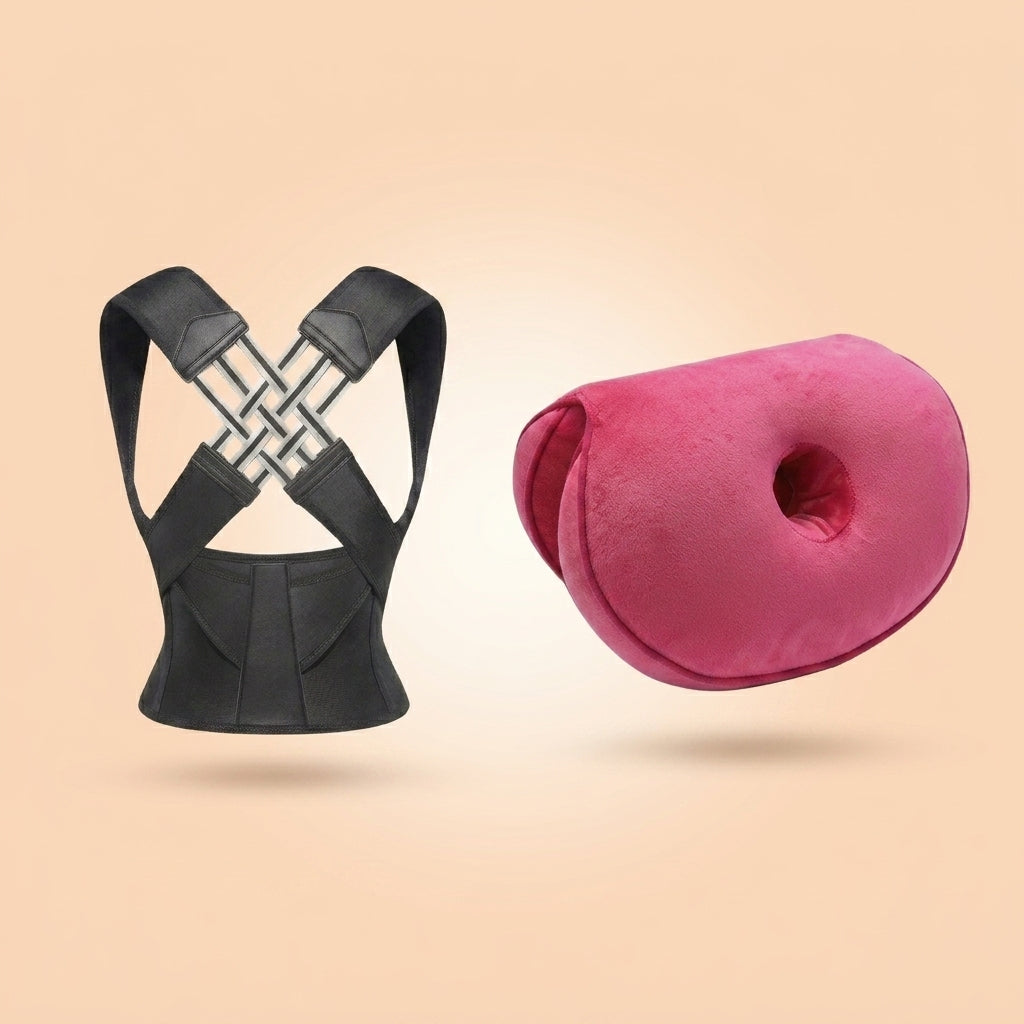 Duo Confort : ceinture Noir, coussin Rose