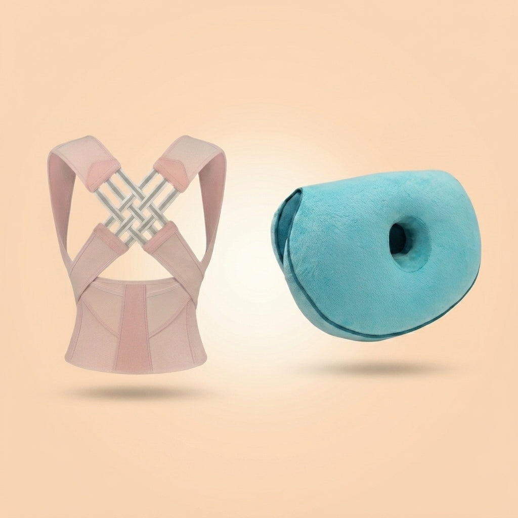 Duo Confort : ceinture Rose, coussin Bleu